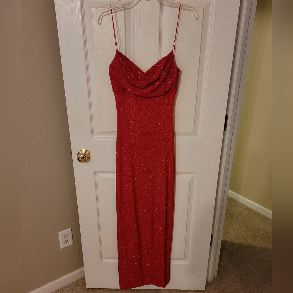 Red sparkly Prom dress, size 3/4. B Darlin brand, low back.